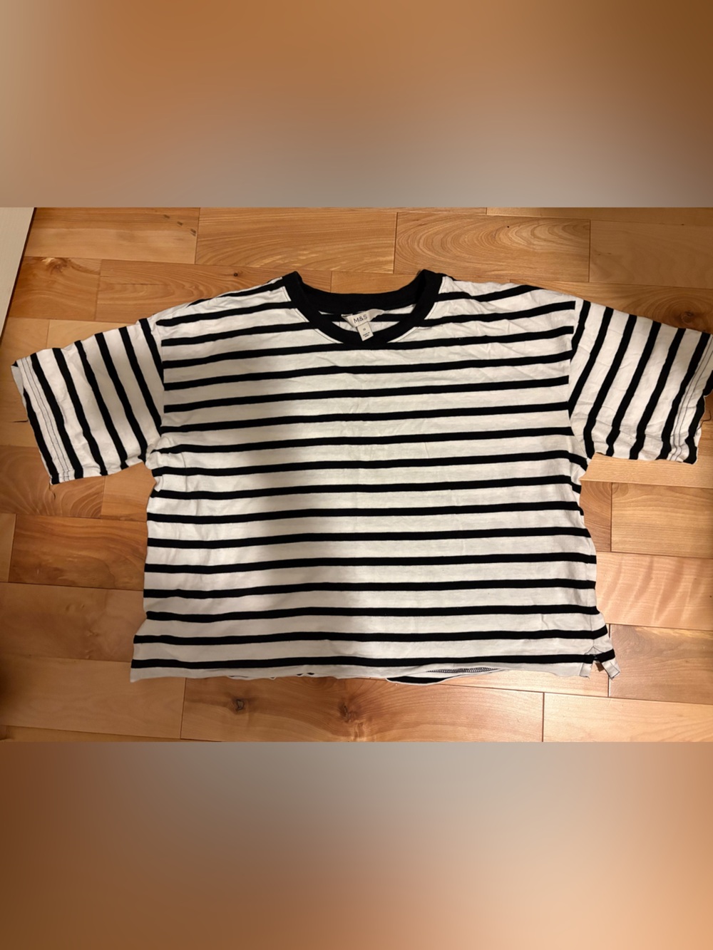 Marks & Spencer Pure Cotton Relaxed Boxy Striped T-Shirt, size 8